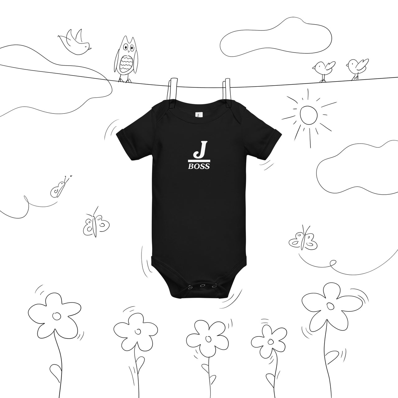 JBoss- Baby short sleeve one piece- Black