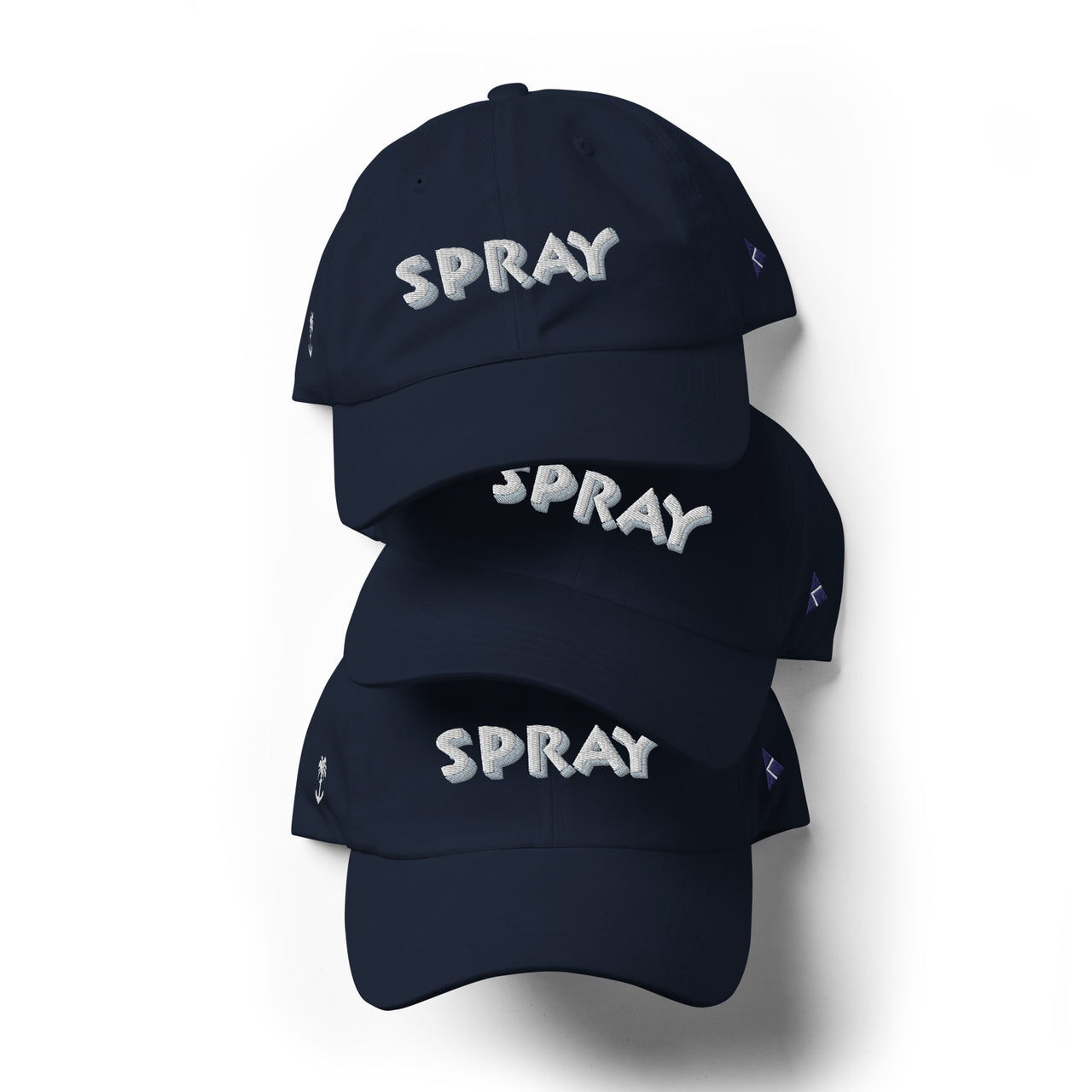 SPRAY- Embroidered Cotton Crew Hat (Navy)