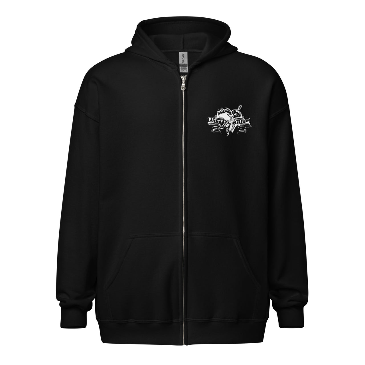 Petty Theft- White on Black- Unisex heavy blend zip hoodie